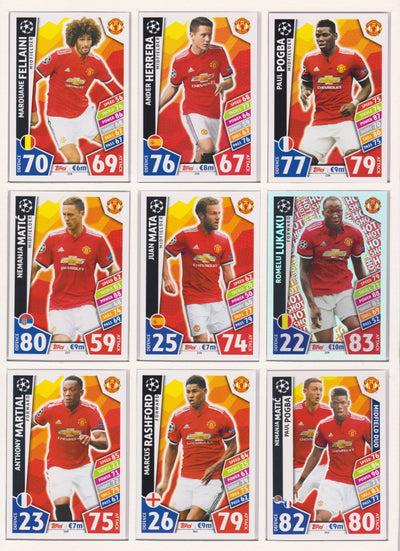 000. MANCHESTER UNITED - KOMPLETT SETT MED TOPPS MATCH ATTAX CHAMPIONS LEAGUE 2017/18