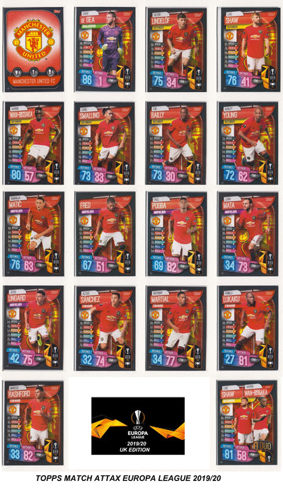 000.MANCHESTER UNITED - KOMPLETT SETT MED TOPPS MATCH ATTAX EUROPA LEAGUE 2019/20 - UK EDITION