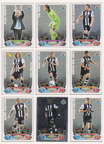 000. NEWCASTLE UNITED - KOMPLETT SETT MED TOPPS MATCH ATTAX PREMIER LEAGUE 2011/12