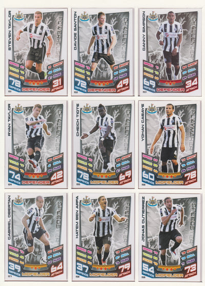 000. NEWCASTLE UNITED - KOMPLETT SETT MED TOPPS MATCH ATTAX PREMIER LEAGUE 2012/13