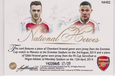 NH 002. CALUM CHAMBERS & KIERAN GIBBS - NATIONAL HEROS - FUTERA 2016 MEMORABLE - "GAME USED MEMORABILIA" #29