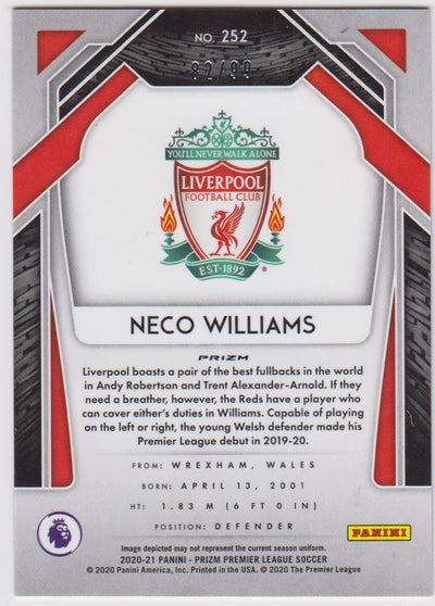 #099. BREAKAWAY VIOLET PRIZM - NECO WILLIAMS - LIVERPOOL - ROOKIE - CARD 82 OF 99