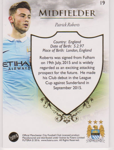 019. PATRICK ROBERTS - CLUB BASE - MANCHESTER CITY