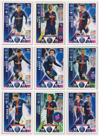 000. PARIS SAINT-GERMAIN - KOMPLETT SETT MED TOPPS MATCH ATTAX CHAMPIONS LEAGUE 2018/19