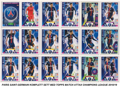 000. PARIS SAINT-GERMAIN - KOMPLETT SETT MED TOPPS MATCH ATTAX CHAMPIONS LEAGUE 2018/19