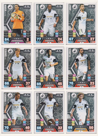 000. SWANSEA CITY - KOMPLETT SETT MED TOPPS MATCH ATTAX PREMIER LEAGUE 2013/14