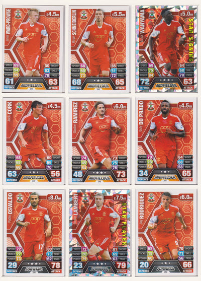 000. SOUTHAMPTON - KOMPLETT SETT MED TOPPS MATCH ATTAX PREMIER LEAGUE 2013/14