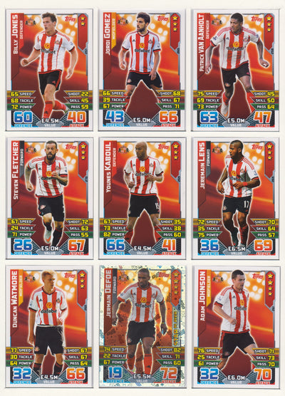 000. SUNDERLAND - KOMPLETT SETT MED TOPPS MATCH ATTAX PREMIER LEAGUE 2015/16