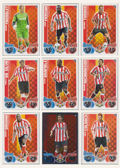 000. SUNDERLAND  - KOMPLETT SETT MED TOPPS MATCH ATTAX PREMIER LEAGUE 2010/11