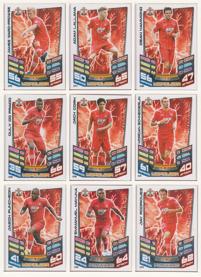 000. SOUTHAMPTON - KOMPLETT SETT MED TOPPS MATCH ATTAX PREMIER LEAGUE 2012/13