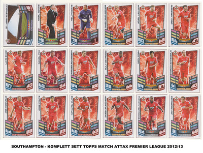 000. SOUTHAMPTON - KOMPLETT SETT MED TOPPS MATCH ATTAX PREMIER LEAGUE 2012/13