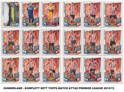 000. SUNDERLAND - KOMPLETT SETT MED TOPPS MATCH ATTAX PREMIER LEAGUE 2012/13