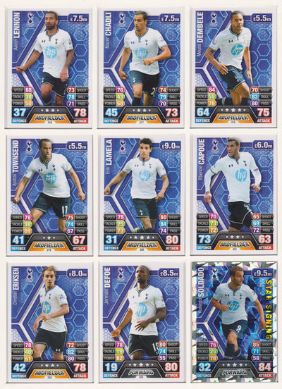 000. TOTTENHAM HOTSPUR - KOMPLETT SETT MED TOPPS MATCH ATTAX PREMIER LEAGUE 2013/14