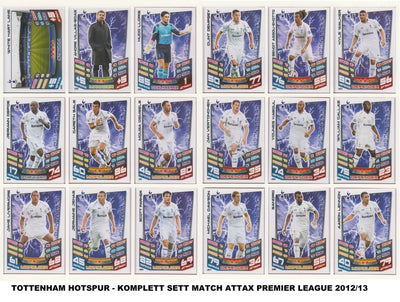 000. TOTTENHAM HOTSPUR - KOMPLETT SETT MED TOPPS MATCH ATTAX PREMIER LEAGUE 2012/13