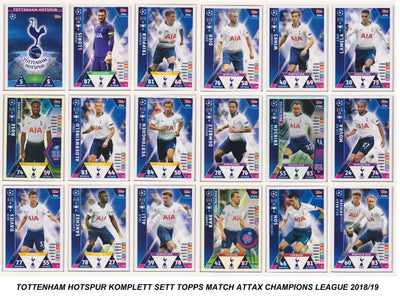 000. TOTTENHAM HOTSPUR - KOMPLETT SETT MED TOPPS MATCH ATTAX CHAMPIONS LEAGUE 2018/19