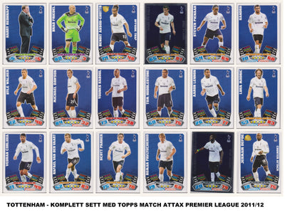 000. TOTTENHAM HOTSPUR - KOMPLETT SETT MED TOPPS MATCH ATTAX PREMIER LEAGUE 2011/12