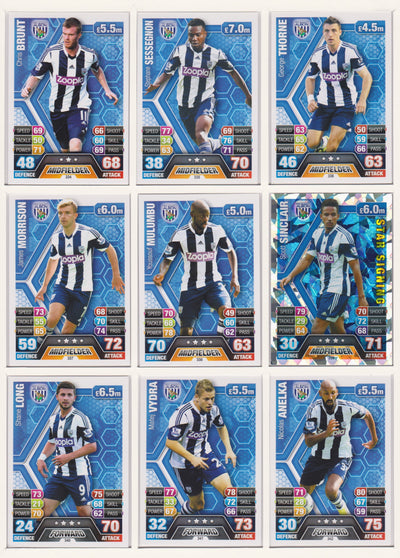 000. WEST BROMVICH ALBION - KOMPLETT SETT MED TOPPS MATCH ATTAX PREMIER LEAGUE 2013/14