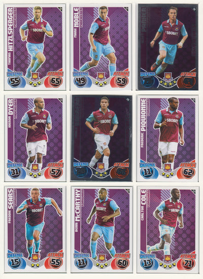 000. WEST HAM UNITED - KOMPLETT SETT MED TOPPS MATCH ATTAX PREMIER LEAGUE 2010/11