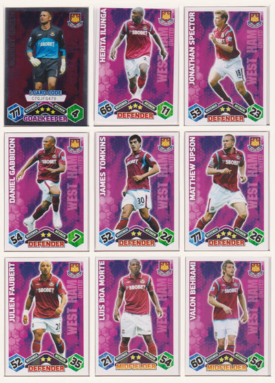 000. WEST HAM UNITED - KOMPLETT SETT MED TOPPS MATCH ATTAX PREMIER LEAGUE 2009/10