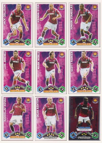 000. WEST HAM UNITED - KOMPLETT SETT MED TOPPS MATCH ATTAX PREMIER LEAGUE 2009/10