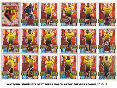 000. WATFORD - KOMPLETT SETT MED TOPPS MATCH ATTAX PREMIER LEAGUE 2015/16