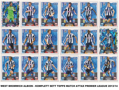 000. WEST BROMVICH ALBION - KOMPLETT SETT MED TOPPS MATCH ATTAX PREMIER LEAGUE 2013/14