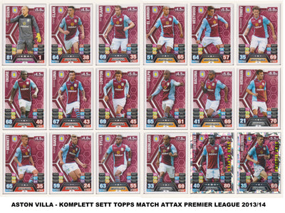 000. ASTON VILLA - KOMPLETT SETT MED TOPPS MATCH ATTAX PREMIER LEAGUE 2013/14