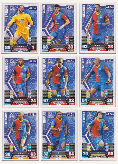 000. CRYSTAL PALACE  - KOMPLETT SETT MED TOPPS MATCH ATTAX PREMIER LEAGUE 2013/14