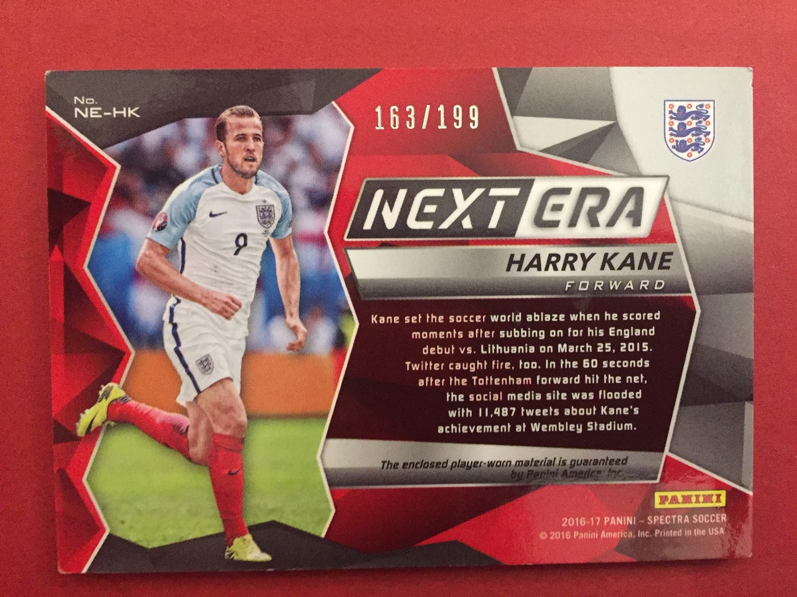 HARRY KANE - TOTTENHAM - SPECTRA NEXT ERA - MATCH WORN MEMORABILIA