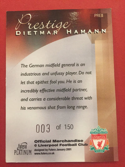 DIETMAR HAMANN - FUTERA PLATINUM PRESTIGE 2001 #150