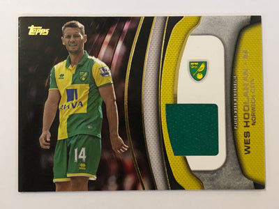 WES HOOLANHAN - NORWICH CITY - TOPPS PREMIER GOLD 2015- FOOTBALL FIBER CARD RELIC