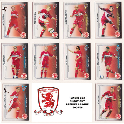 000. MIDDLESBROUGH - KOMPLETT SETT MED SHOOT OUT PREMIER LEAGUE 2005/06