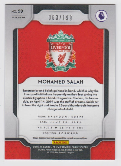 #199-BLUE. 099. MOHAMED SALAH - LIVERPOOL - CARD 63 OF 199