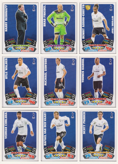 000. TOTTENHAM HOTSPUR - KOMPLETT SETT MED TOPPS MATCH ATTAX PREMIER LEAGUE 2011/12